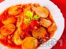 Рецепта Яхния от бяла риба хек с картофи в доматен сос от консерва